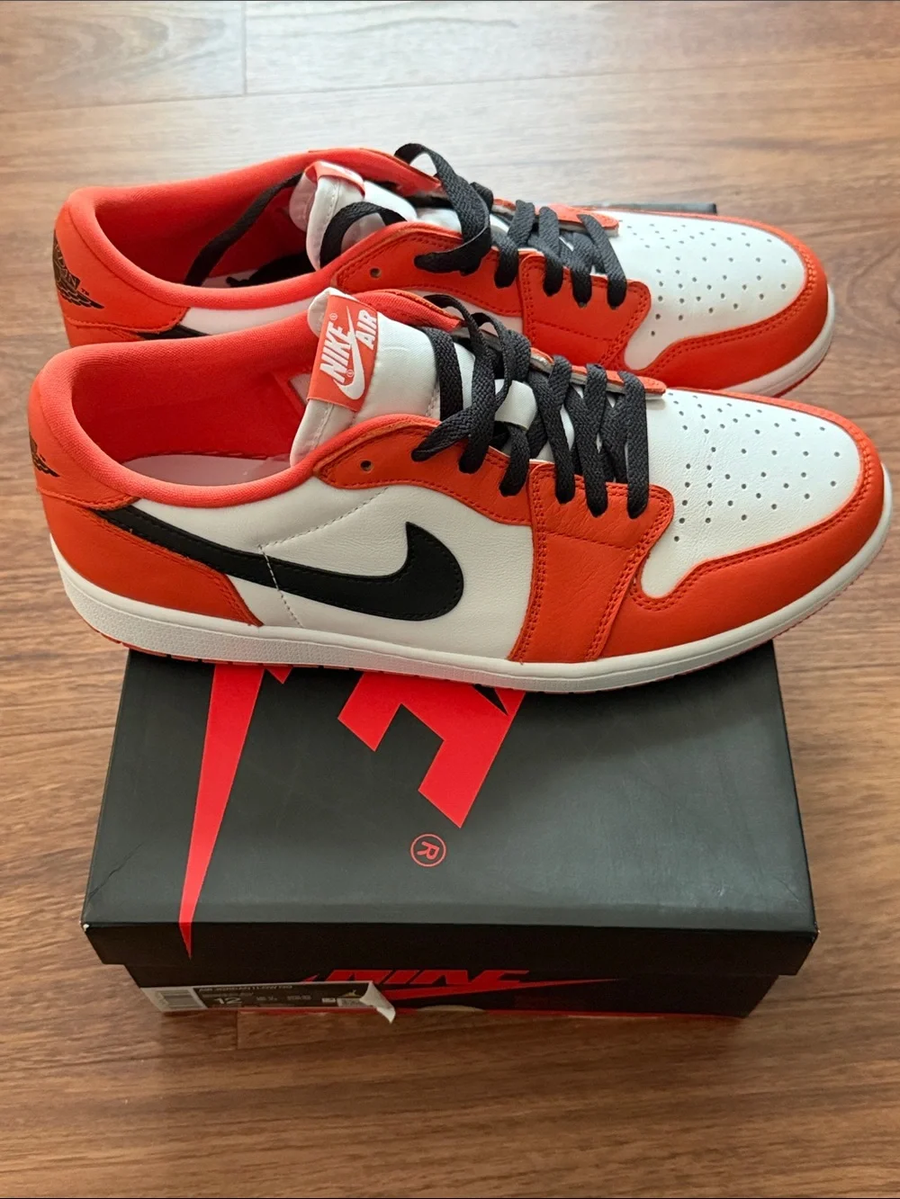 Brand New: Nike Air Jordan 1 Low OG Sneakers - White & Orange - Men's